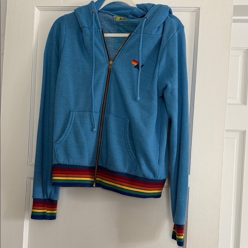 Aviator Nation Blue Zip Up Hoodie Size Small